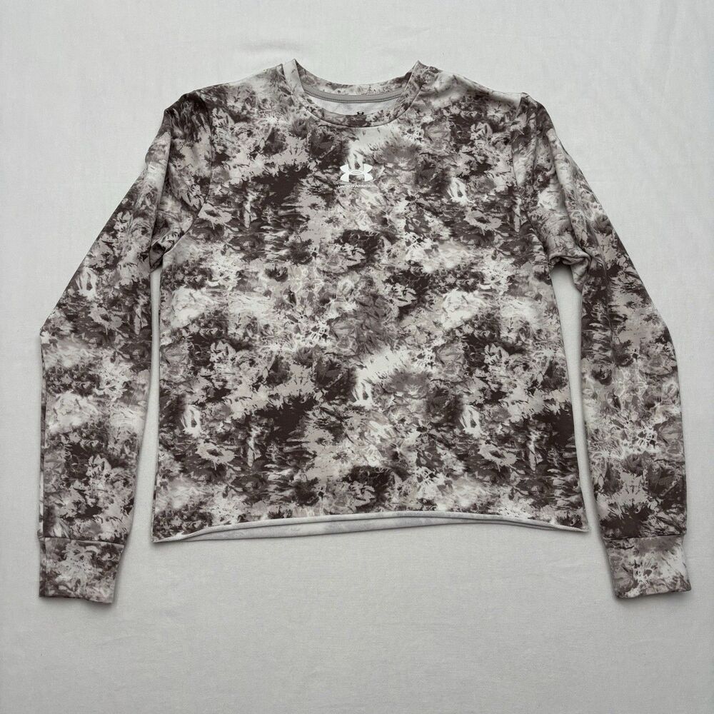 Under Armour Women's Long Sleeve Crew Neck Tie Dye Athletic Cropped Top, Camo, S